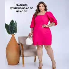 Vestido Plus Size Feminino Forrado Com Elastex Moda Evangélica Dunas Curto Festa Casual Elegante