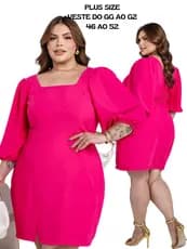 Vestido Feminino Plus Size Forrado Moda Evangélica Dunas Premium Curto Festa Casual Elegante