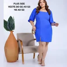 Vestido Feminino Plus Size Forrado Premium Moda Evangélica Dunas Festa Casual Elegante Curto