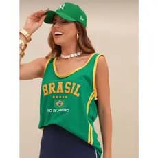 Regata Brasil Brazilcore Feminina Verde Rio De Janeiro Blusa Cavada Estética Copa Esportiva Verão