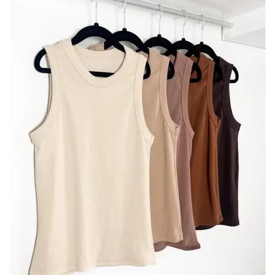 Regata Feminina Canelada Básica Estica | Blusa Regata Feminina Moda Casual Confortavél  Tendência