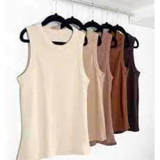 Regata Feminina Canelada Básica Estica | Blusa Regata Feminina Moda Casual Confortavél  Tendência