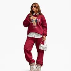 Conjunto Moletom Feminino Ursinho Premium Off White Moda Inverno Blogueira
