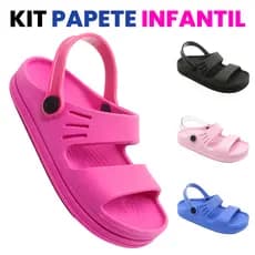 Kit Papete Infantil Menina Sandália Nuvem Babuche Feminina Leve Confortável Estilosa