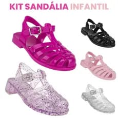 Kit Sandália Infantil Menina Papete Feminina  Confortável Leve Antiderrapante Macia Casual Luxo