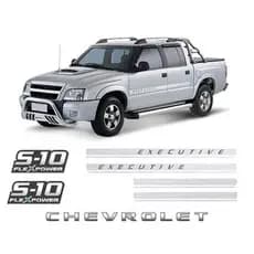 Kit Faixas Adesivas S10 Executive Preta Flex Power Verde Lateral Automotiva Alta Qualidade