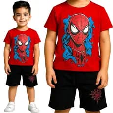 Conjunto Homem Aranha Infantil Menino Short e Blusa