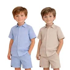 Conjunto Infantil Linho Camisa e Short Menino 2 Peças