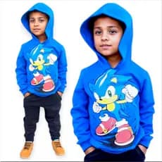 Conjunto Infantil Menino Sonic Moleton de Frio com Capuz Sonic Inverno