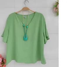 BLUSAS CASUAL PLUS SIZE GOLA V TEJIDO DUNA