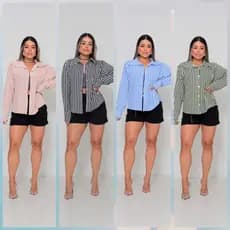 Camisa Listrada Femenina Elegante_Moda Casual em Duna
