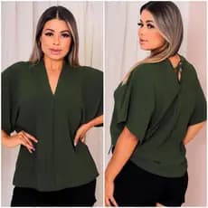 BLUSA PLUS SIZE FEMININA MANGA MORCEGO TEJIDO DUNA