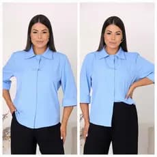 CAMISA FEMININA LISO CREPINHO MANGA 3/4 ESTILOSA