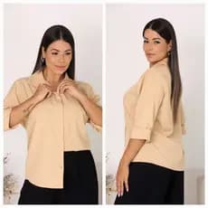 CAMISA SOCIAL FEMININA LISA MANGA 3/4 ELEGANTE-MODA CASUAL