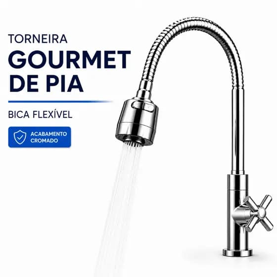 Torneira Gourmet De Pia 360° Flexível Com 2 Tipos de Jato Alta Pressão Cozinha