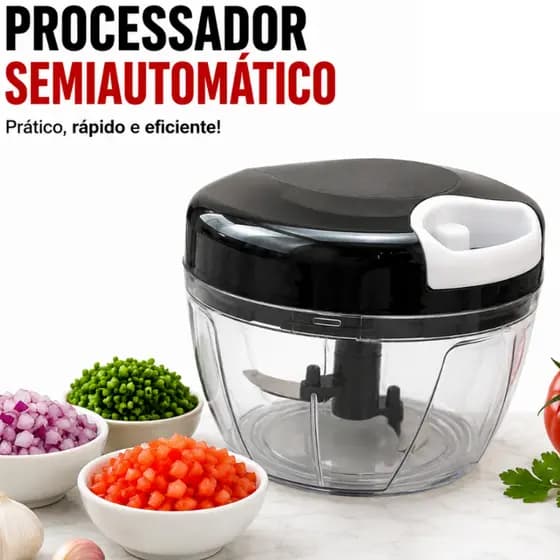 Processador Manual 500ml 3 Lâminas Inox Triturador Picador De Alimentos Cozinha