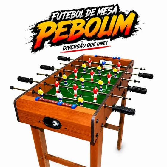 Futebol de Mesa Pebolim Infantil Toto Madeira Resistente com Bolinhas e Marcador de Gols
