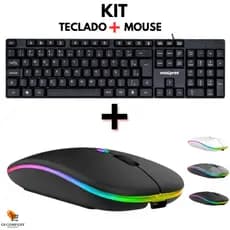 Kit Teclado USB + Mouse Sem Fio Bluetooth Ergonômico Compatível com PC e Notebook
