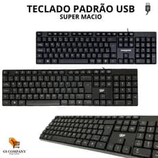 Teclado USB Padrão Ergonômico Super Macio Notebook PC Computador
