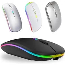 Mouse Sem Fio Wireless Bluetooth Recarregável Led RGB Bateria Interna Ergonômico Silencioso