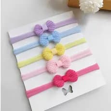 Faixinha de bebê Kit 5 faixinhas Laços para bebês Recém nascida  Faixinha trico Tiarinha Bebê