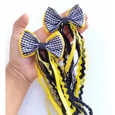 Par Laço Junino Amarelo Xadrez Preto Laço São João Laço Infantil Junino