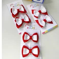 Kit Laço Escolar Vermelho Volta às Aulas Kit Par de Laço Escolar Parzinho Laço Escolar Infantil