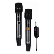 Kit 02 Microfones Sem Fio P10 Wireless Karaokê Profissional Eletromex EL-5022