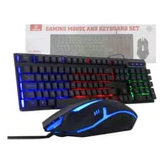 Kit Teclado E Mouse Gamer Preto Semi Mecânico LED RGB Kapbom KA-5890
