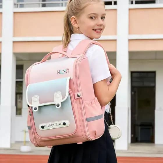 Mochila Infantil Impermeável de Grande Capacidade com Suporte Lombar e Redução de Peso para Fundamental 986-9-1 JZ