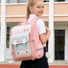 Mochila Infantil Impermeável de Grande Capacidade com Suporte Lombar e Redução de Peso para Fundamental 986-9-1 JZ