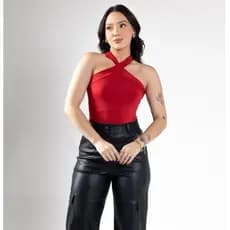 Blusa Feminina Elegante Alça Cruzada Suplex Regata Trançada Basica Estilosa