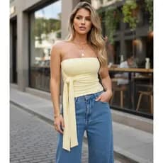 Blusa Feminina Elegante Suplex Premium Tomara que caia com Amarração Casual Estilosa