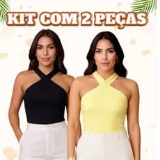 Kit 2 Blusas Feminina Elegante Alça Cruzada Suplex Premium Regata Trançada Basica Tendencia
