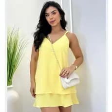 Vestido Feminino Curto de Alça Soltinho Elegante com Babado Candy Colors Verão Alcinha Regata