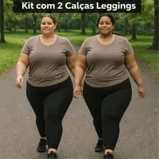 Kit 2 Legging Plus Size Peluciada Grossa em Suplex Macio – Cintura Alta | Zero Transparência