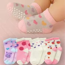Kit 12 Pares Meias Infantil Menina Antiderrapante Bebê