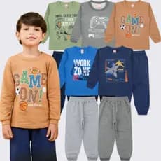 Kit 2 Peças 4 Conjunto Moletom Menino Roupa Infantil Inverno Frio