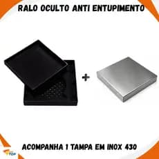 Ralo Oculto Para Banheiro 10x10 Em Inox Quadrado Piso Moderno Luxo Top