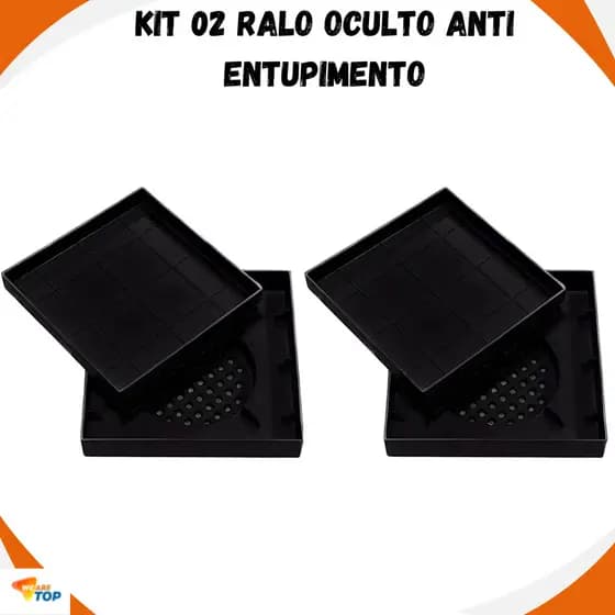 Kit 2 Ralo 15x15 Ralo Oculto Anti Entupimento Em PP Banheiro Filtro Coletor de Cabelo Universal Anti Odor Top