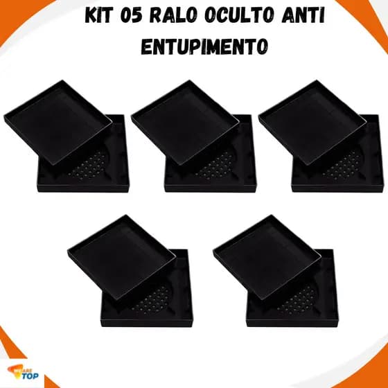 Kit 5 Ralo 10x10 Ralo Oculto Anti Entupimento Em PP Banheiro Filtro Coletor de Cabelo Universal Anti Odor Top