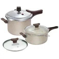 Kit Jogo de Panelas de Pressão 3L e 4,5L Crema com fechamento externo e tampa de vidro