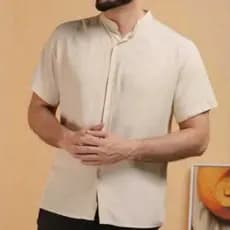 CAMISA GOLA PADRE MASCULINA BEGE LUXO MODA VERAO 2026