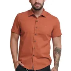 CAMISA SOCIAL MANGA CURTA MASCULINO LINHO 2025