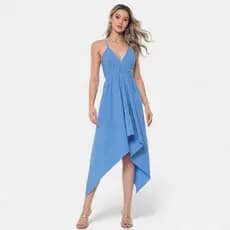 Vestido Casual Envelope Feminino multiformas Básico Bico Pontas Roupa Amarrar Moda Super Fashion costa nua