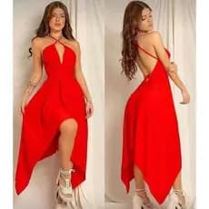 Vestido Casual Envelope Feminino Multiuso Básico Bico Pontas Super Elegante costa nua
