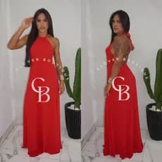 Vestido Longo Feminino Elegante Alcinha Frente Única Costas Nuas Sofisticado