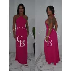 Vestido Longo Frente Única com Alcinha e Costas Nuas Elegante