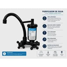 Torneira com Filtro Purificador de Água Preta de Parede