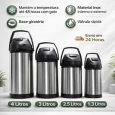 Garrafa de agua Térmica cafe terere  1.3L 2.5L 3L 4L 5L Quente E Frio Aço Inox